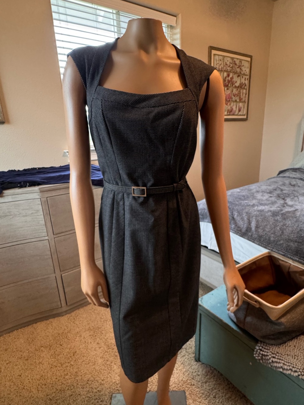 White House Black Market Charcoal Gray Sleeveless Sheath Dress